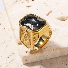 Men's Vintage Style Rings with Rhinestones