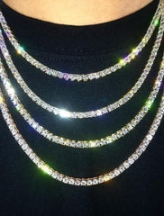 Men's Chain Necklace with Rhinestones