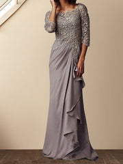 Sheath/Column Scoop Floor-Length Mother of the Bride Dresses