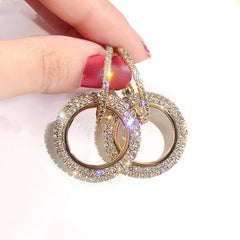 Shining Rhinestone Hoop Earrings