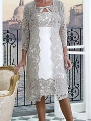 Sheath/Column Jewel Neck Knee-Length Mother of the Bride Dresses