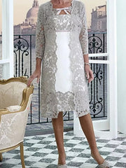 Sheath/Column Jewel Neck Knee-Length Mother of the Bride Dresses