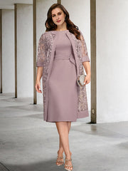 A-Line/Princess Jewel Neck Knee-Length Mother of the Bride Dresses