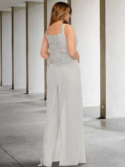 Chiffon Square Neck Mother of the Bride Pantsuits with Jacket