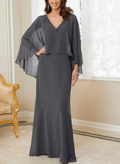 A-Line/Princess V-Neck Mother of the Bride Dresses with Beading