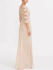 V-Neck Lace Solid Color Maxi Dress