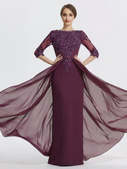 A-Line/Princess Jewel Neck Floor-Length Mother of the Bride Dresses